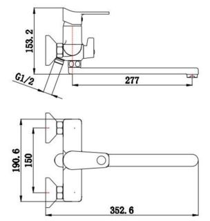 Смеситель для ванны с душем РМС SL137-006E хром